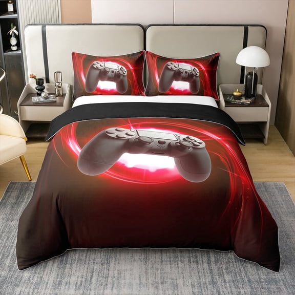 Erosebridal Gradient Video Game 100% Cotton Duvet Cover Twin Size,Gamepad Print Bedding Sets Twin Size,Room Decorative,Reversible,Breathable,2pcs(No Comforter)