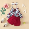thumbnail image 5 of CAUYDY Infant Toddler Baby Girl Summer Clothes Floral Ruffle Sleeve Shirt Dress Tops and Bloomers Shorts Set Cute Outfits (Sizes 6-9 Months,D01-Red), 5 of 9
