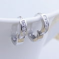 thumbnail image 6 of Ayyufe Men's Silver Plated Small Round Square Rhinestone Hoop Huggie Earrings, 6 of 6