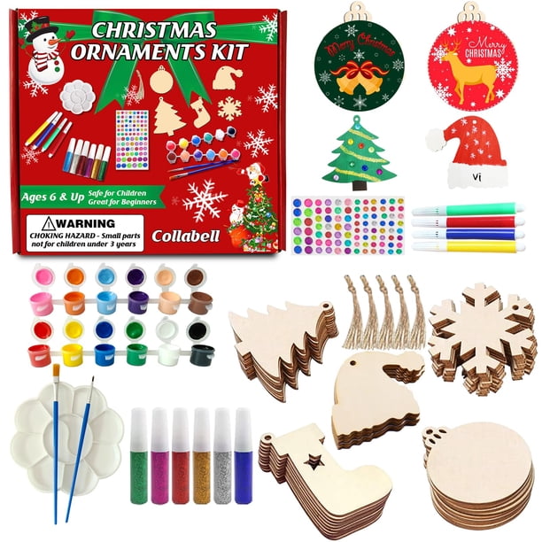 Kit de pintura navideña de madera para manualidades con 50 adornos