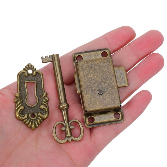LOLIPPYY 4 Sets Vintage Style Cabinet Lock Set with Keys, Easy to Install Iron Locks for Furniture, Kitchen, and Drawer Security