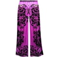 thumbnail image 1 of Plus size 3x Extra Tall Black PInk Rose Slinky Palazzo Capri Pants, 1 of 4