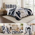 thumbnail image 6 of Twin XL Quilt Set 68''x98'', Navy Blue Palm Leaf Lightweight Bedspread Coverlet Set with 2 Pillow Shams, Vintage Botanical Tropical Leaves Breathable All Season Quilt Bedding for Dorm/Guest Room, 6 of 9