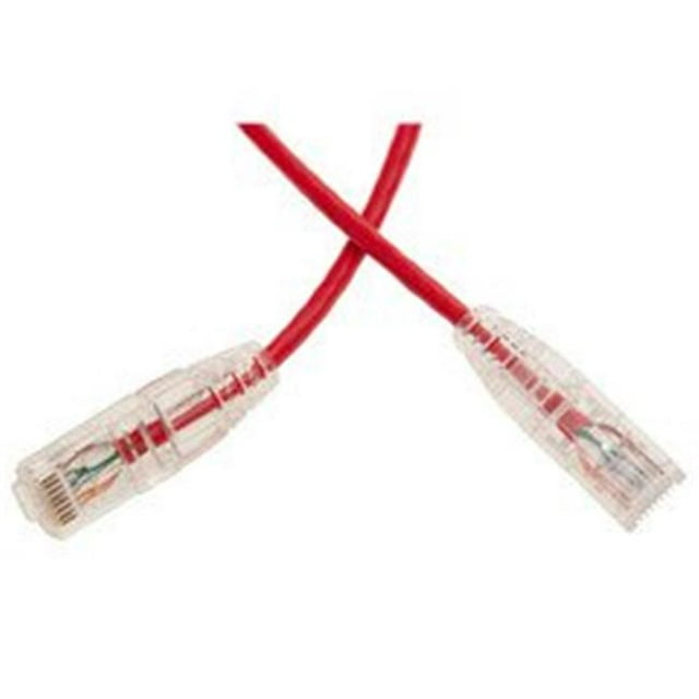 CableWholesale 13X6-67101 1 ft. Cat6a Red Slim Ethernet Patch Cable, Snagless & Molded Boot