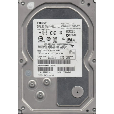 HUS723020ALS640, PN 0B26312, MLC A350, Hitachi 2TB SAS 3.5 Hard Drive