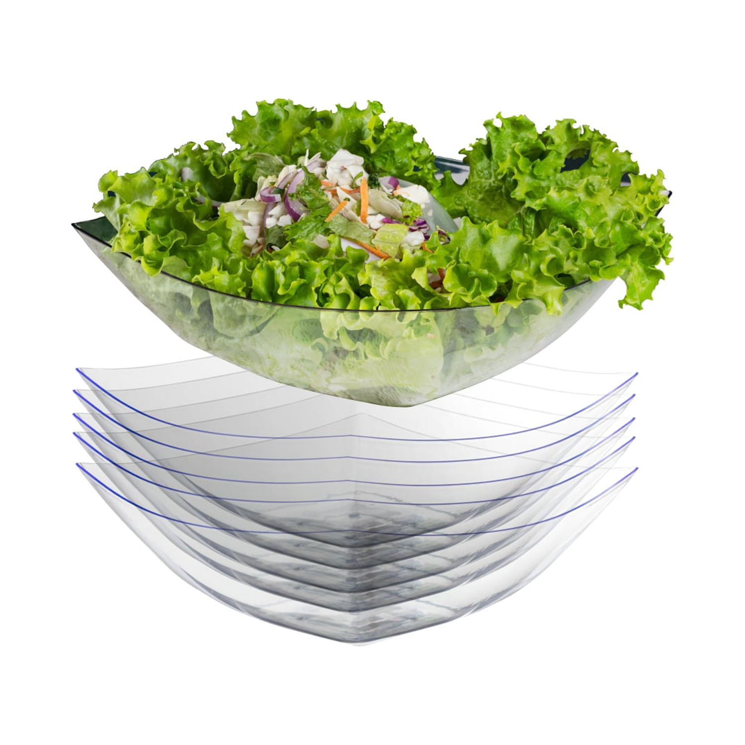  DOITOOL Creative Glass Serving Bowls, Round Salad Container,  Clear Salad Serving Bowl with Wood Stand for Pistachios, Edamame, Cherries,  Nuts, Fruits, Candies