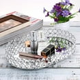 thumbnail image 3 of Mirrored Crystal Vanity Makeup Tray, Ornate Jewelry Trinket Decorative Tray Cosmetic Perfume Display Organizer Tray,Home Decor Tray for Dresser/Bathroom Ellipse, 3 of 9