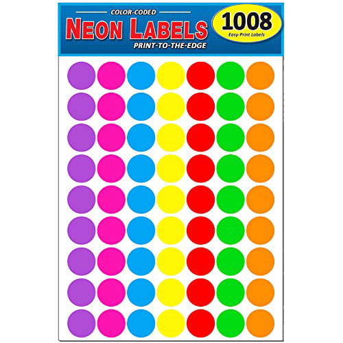 1-inch Diameter Round Dot Labels 1 63 Labels per Sheet Fits All Laser/Inkjet Printers White 8 1/2 x 11 Inch Sheet Pack of 1008 