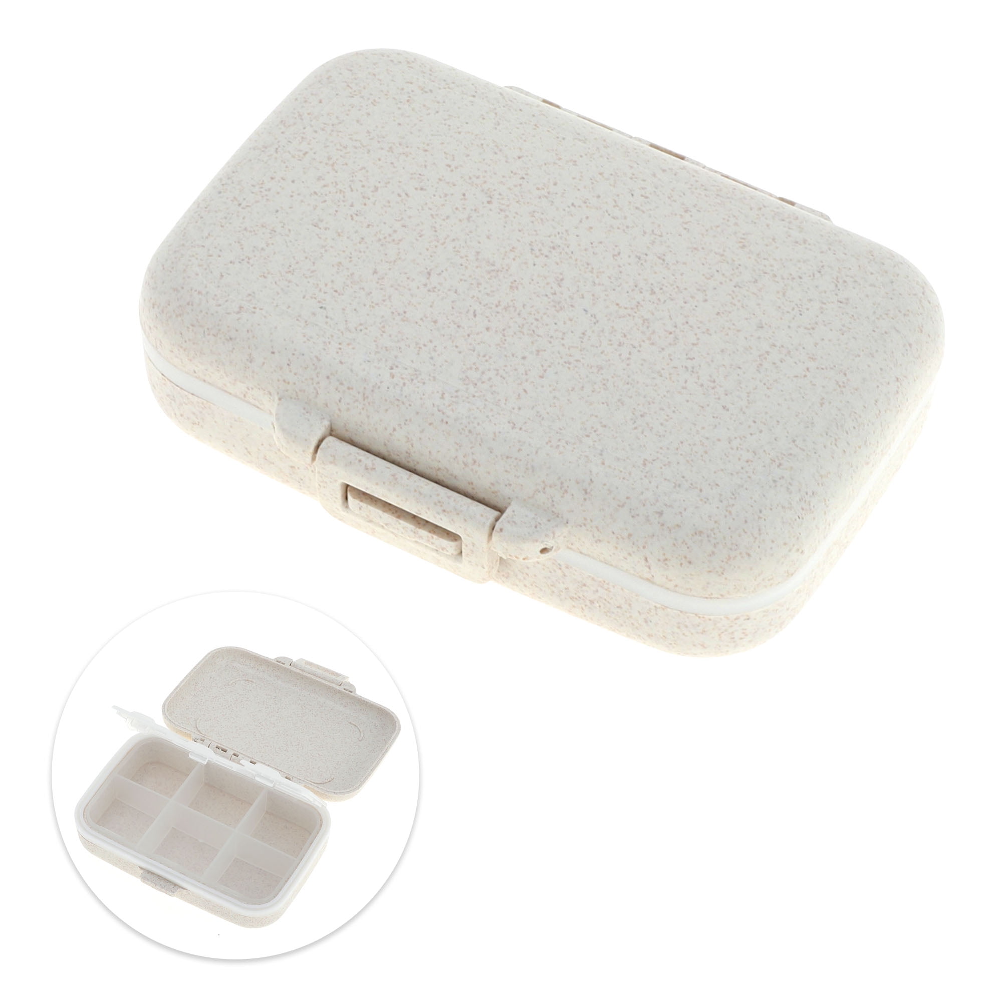 Unique Bargains 6 Grids Durable Design Single Layer Pill Box for Travel 1 Pc Beige