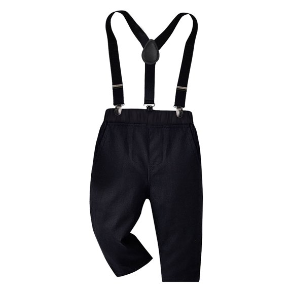 TOLNECTY Toddler Baby Boys Casual Suspender Pants Kids Elastic Waist long Trousers with Pockets