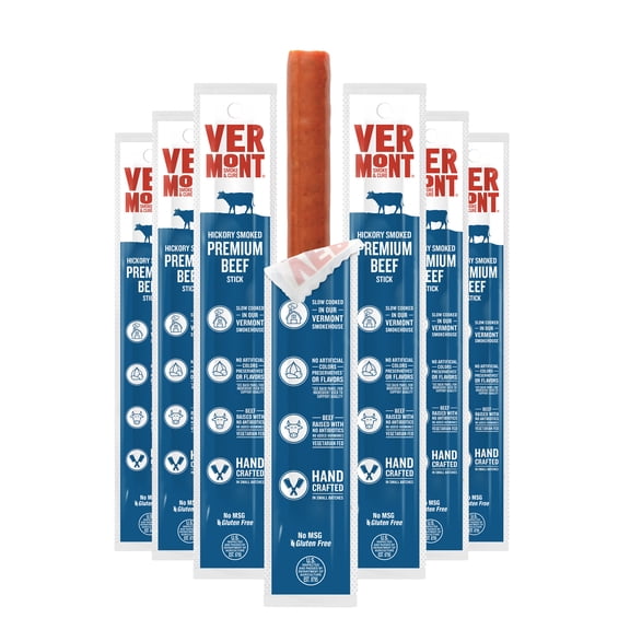Vermont Smoke & Cure Smoked Premium Beef Sticks 1oz Individually Wrapped Premium Protein Snacks 24Ct