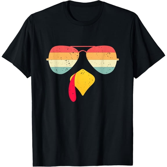 Premium model-Unisex-100% cotton-Cool Turkey Face With Sunglasses Funny Thanksgiving For Boys T-Shirt