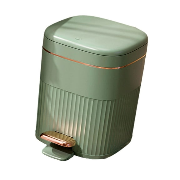 Barrels-shaped Foot Pedal Metal Household Garbage Can Pedal Rubbish Bin with Lid for Kitchens Bathrooms and Workspaces