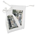 thumbnail image 2 of Rustic Fabric Pouch Set of 2, Doors of Old Rock House French Frame Details in Countryside European Past Theme, Small Drawstring Bag for Toiletries Masks and Favors, 9" x 6", Teal Grey, by Ambesonne, 2 of 2