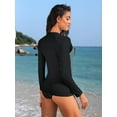 thumbnail image 2 of ANFERRY Womens Rash Guards Long Sleeve Full Zip Swim Top Color Block Outdoor Sun Protection Jacket, 2 of 7