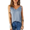 thumbnail image 3 of DYMADE Womens Summer Solid Sleeveless Ruffle Chiffon Casual Basic Tank Tops Camisole, 3 of 3