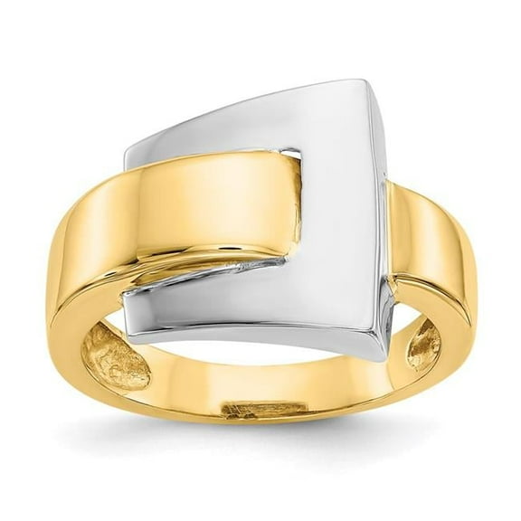 Finest Gold 14K Two-Tone Polished Buckle Ring - Size 7