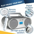 thumbnail image 5 of Restored KLIM Boombox B4 CD Player Portable & Tabletop Stereo System + AM/FM Radio, MP3, Bluetooth, AUX, USB, Rechargeable Battery + AC Power, Remote, Autosleep, Digital EQ (Refurbished), 5 of 6