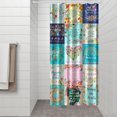 thumbnail image 3 of Small Stall Narrow Shower Curtain 36"W x 72"L – Tropical Bohemian Leaves, Mid-Century Abstract Boho Botanical Bathroom Decor, Vintage Floral Palm Leaf Pattern, Rustic Tribal Folk Style, 3 of 5