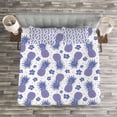 thumbnail image 3 of Ambesonne Tropical Quilted Bedspread Set 3 Pcs, Hibiscus and Pineapple, King Size, Lavender and Purple, 3 of 3
