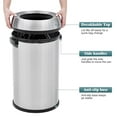 thumbnail image 3 of Basics Round Stainless Steel Trash Can with Open Swing lid, Large Kitchen Round Can - 65 Litre/ 17.2 Gallon, Silver, Black,White, 3 of 7