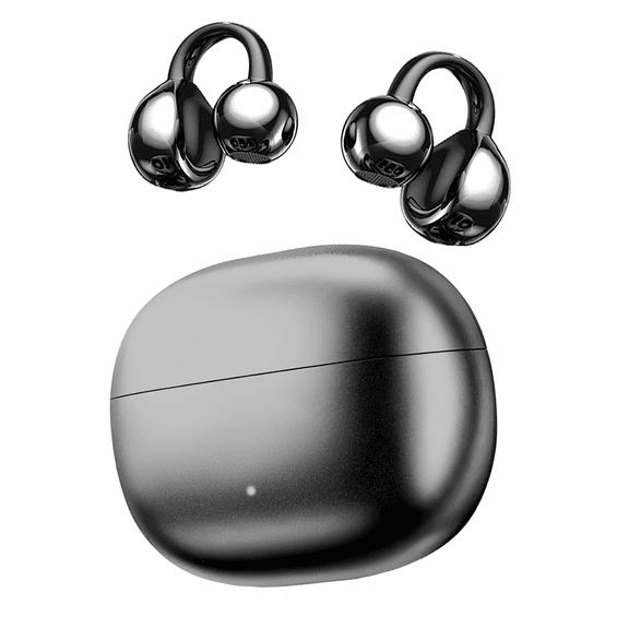 Clip on Earbuds Bluetooth 5.4, Open Ear earbuds Wireless with Mic, Lightweight Comfort, Small-Ear Friendly Bluetooth Earbuds, 60H Sport Ear Buds, IP7 Waterproof Noise Cancelling Headphones, Black