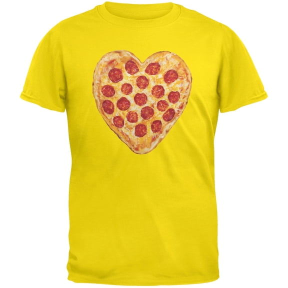 Pepperoni Pizza Heart Yellow Youth T-Shirt - Youth Large