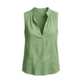 thumbnail image 5 of Aezemi Women Cotton Linen Tank Top, Collared V Neck Summer Beach Vacation Shirts, Fashion Sleeveless Lightweight Tunic Tops, 5 of 6
