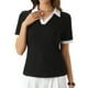 thumbnail image 1 of CAMISA DE CUELLO EN V INSPIRADA CHIC PARA MUJERES, BLUSA CORTA DE MANGA VERANO CASUAL TALLA S NEGRA, 1 of 6