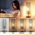 Crystal Table Lamp Set of 2, Bedside Nightstand Lamps with 2 USB