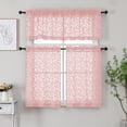 thumbnail image 2 of MKHILL 42x14 Blush Jacquard Clip Leaf Sheer Valance, 14 Inch Short Cafe Curtain for Small Kitchen Window, Rod Pocket Topper, 2 Panels, Each 42"Wx14"L, 2 of 9