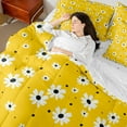 thumbnail image 4 of Manfei Floral Daisy 7 Pieces Bedding Comforter Set for Teens Boys Girls,Black Polka Dots Full Bedding Set Lightweight,Chic Flower Fitted Sheet Flat Sheet,Lightweight Room Decor,Reversible, 4 of 8