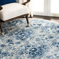 thumbnail image 3 of SAFAVIEH Martha Stewart Nazca Floral Area Rug, Cream/Blue, 6'7" x 6'7" Round, 3 of 5