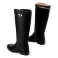 thumbnail image 3 of YDN Women Basic Round Closed Toe Knee High Boots Pull On Mental Buckle Wide Calf Flat Riding Boots Walking Trip Retro Shoes Size 16 Black, 3 of 4