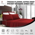 thumbnail image 3 of Tribeca Living Luxury Solid Flannel Deep Pocket Sheet Set Dark Red Twin, 3 of 4