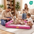 thumbnail image 5 of Exclusivo Mezcla L-Shaped Pet Couch Bed with Removable and Washable Cover 42"x28", Orthopedic Dog Bed for Large Dogs with Non-Slip Bottom, Pink, 5 of 10
