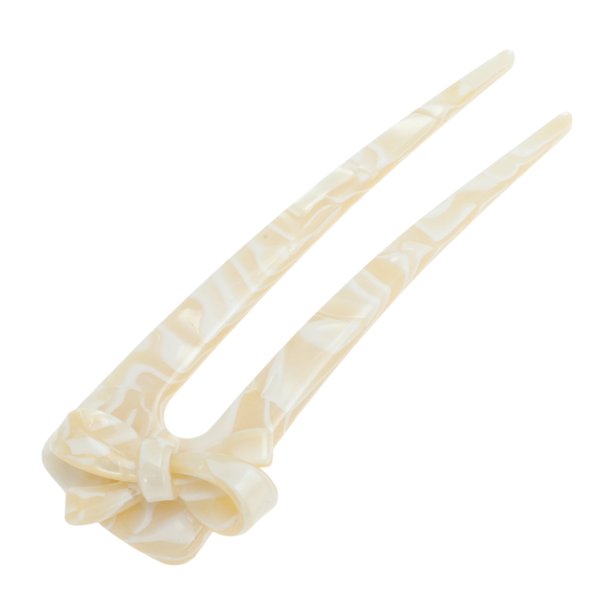 Unique Bargains Comfortable No Slip Bow Chignon Pin for Women 1 Pc Yellow and White