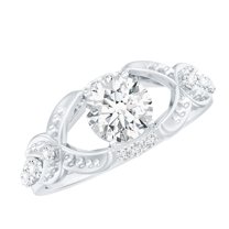 Rosec Jewels Lab Diamond Engagement Ring - Vintage Inspired Ring - 6 mm - 1 Carat - EF-VS Quality, 10K White Gold, US 4.50