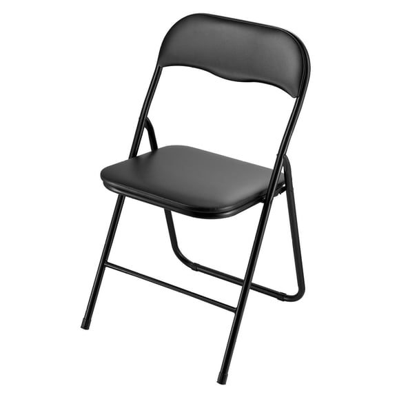 Folding Chairs 4 Pack, Leather Folding Chairs Heavy Duty Metal Frame, Padded Stackable Chairs for Home, Yard, Parties, Black