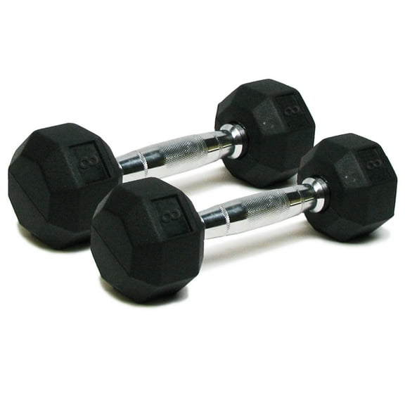 SPRI 8 Lb. Pair Deluxe Rubber Dumbbells 8-Sided