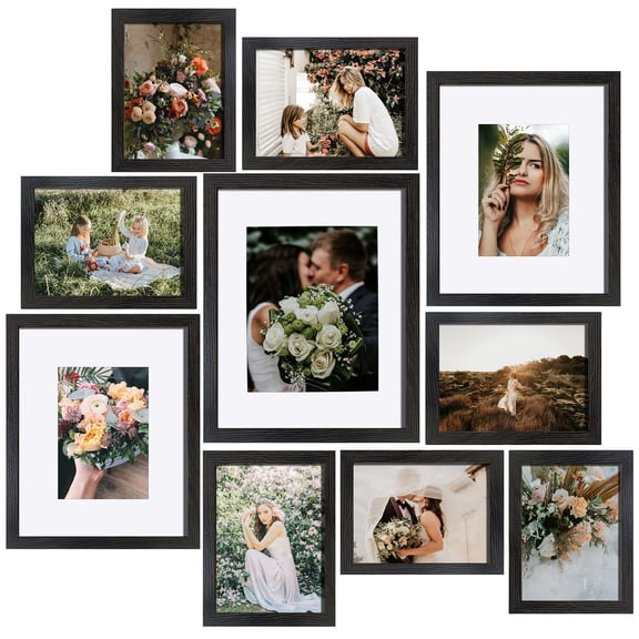 Picture Frames Collage, Gallery Wall Frame Set with 11x14 8x10 5x7 4x6 Frames in 3 Different Finishes, Set of 10
