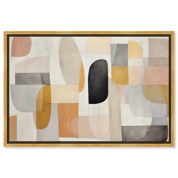 Eleanada Modern Abstract Geometric Canvas Wall Art by Art Remedy, Gold Floater Frame, 15"x10"