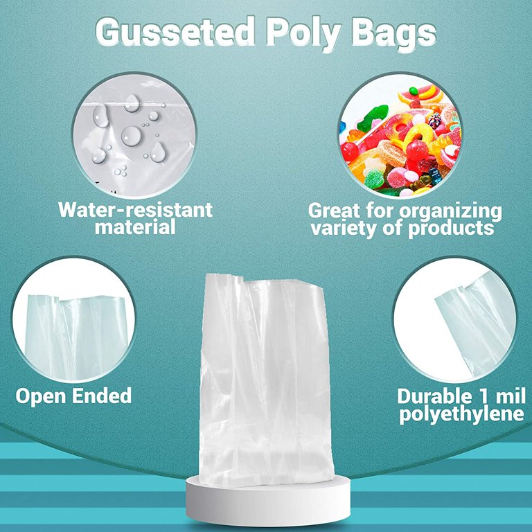 6x3x15 Clear Poly Bags, 1000 per case