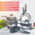 thumbnail image 2 of Juego de utensilios de cocina de piedra antiadherentes Mueller de 16 piezas - Sin PFOS/PFOA, vaporera y sartén de acero inoxidable, tapas ventiladas - Gris claro, 2 of 5