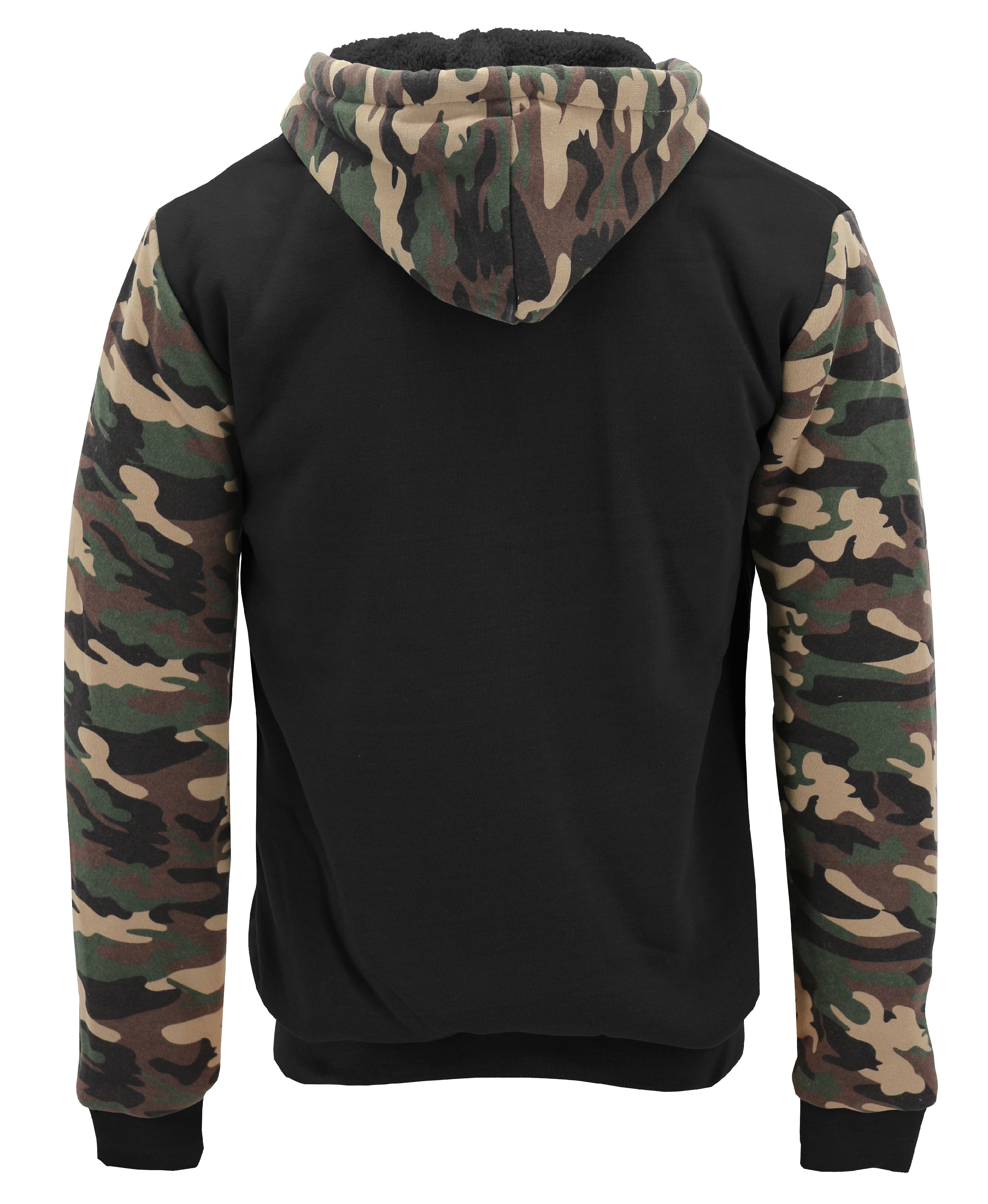 MX USA Men's Army Camo Zip Up Sherpa 