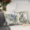 thumbnail image 2 of Chenille Embroidery Cotton Linen Throw Lumbar Pillow Case Cushion Cover Home Office Decorative Rectangle 12 X 20 Inches (Green Leaves), 2 of 6