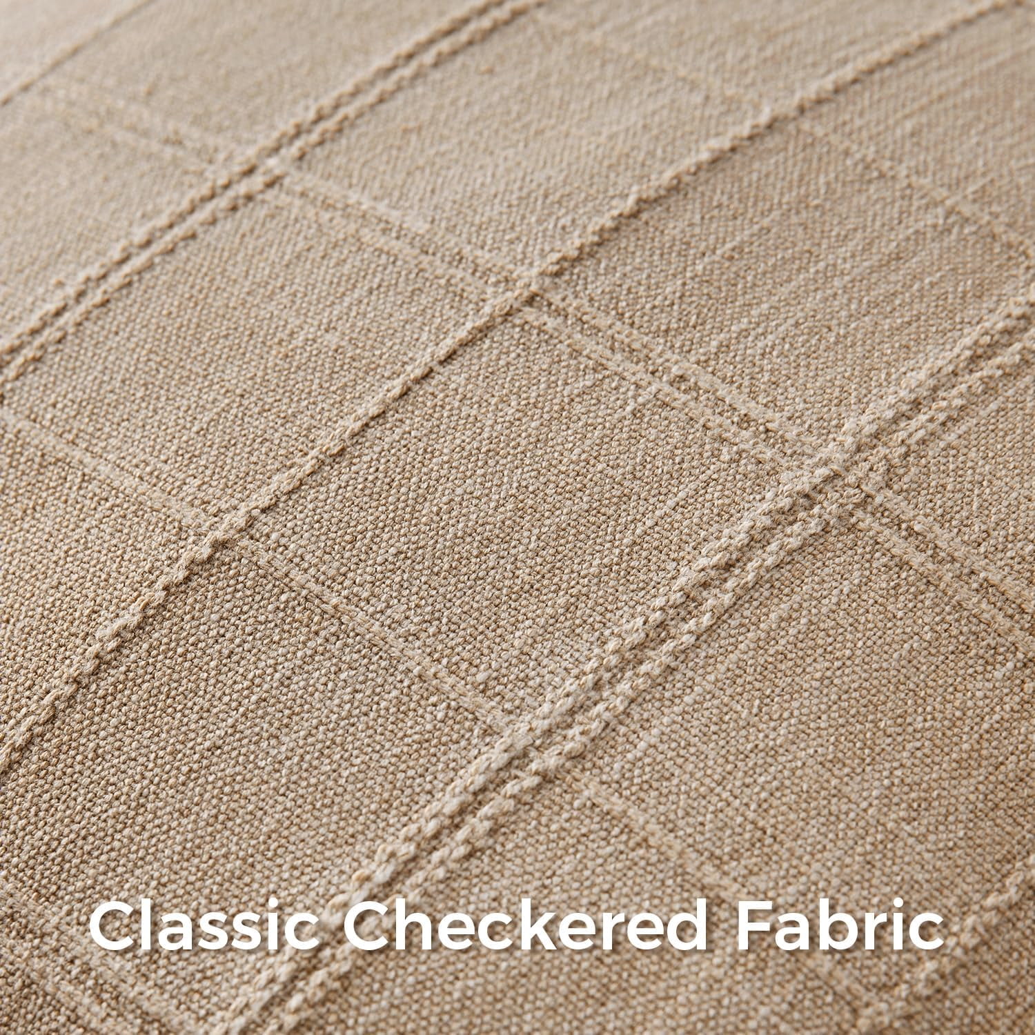 Linen Check Throw Pillow Covers Set of 2 - Natural Beige Farmhouse Modern Boho Vintage Decorative Cushion Covers for Sofa Couch Bedroom Living Room Decor（no pillow inset）