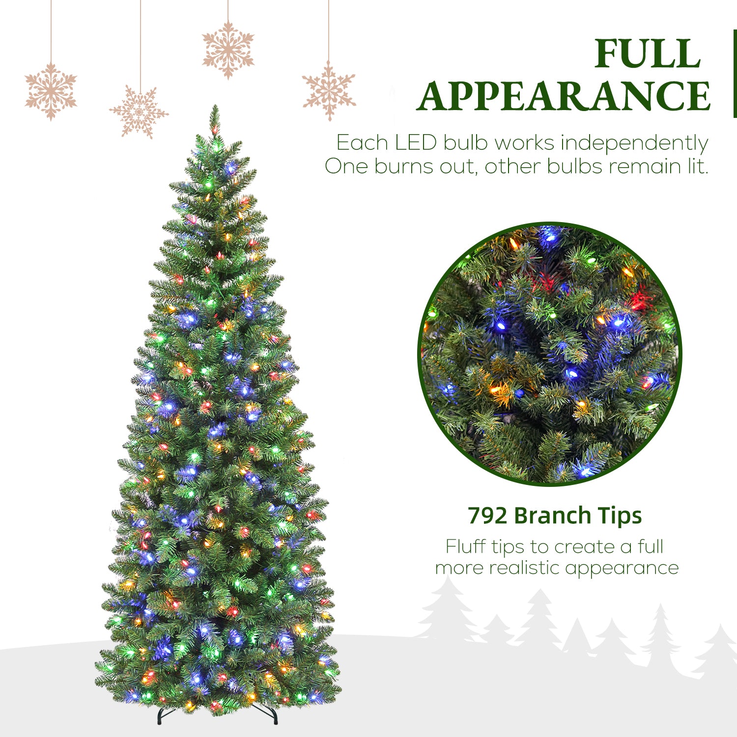 Vivatrees 7.5ft Slim Pre-Lit Artificial Christmas Tree photo 5
