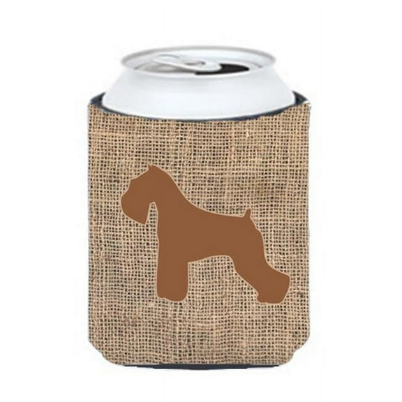 Schnauzer Burlap And Brown Can Or Bottle  Hugger