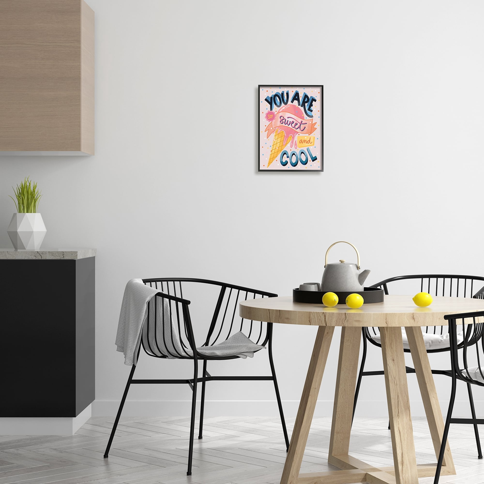 Stupell Industries Sweet & Cool Retro Patterned Polka Dot Ice Cream Graphic Art Gray Framed Art Print Wall Art, Design by Dominika Godette